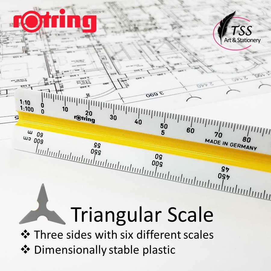 ROTRING Triangular Scale Ruler ( 1:20, 1:25, 1:50, 1:75, 1:100, 1:125 ...