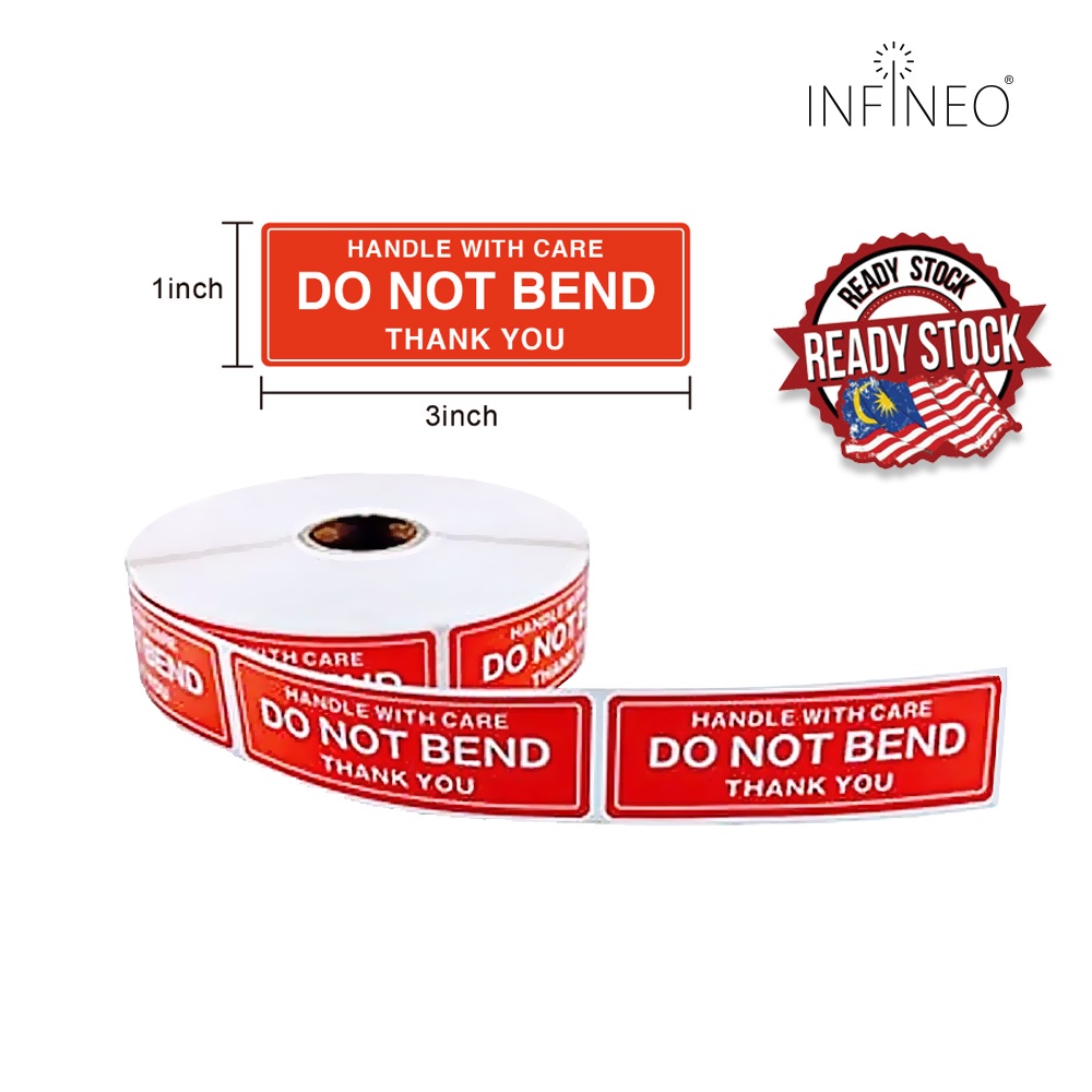 DO NOT BEND HANDLE WITH CARE Sticker Package Packaging Warning Sticker ...