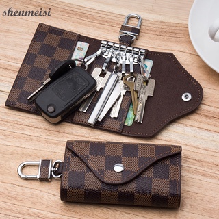 Leather Keychain Men Key Holder Organizer Pouch Split Car Key Wallet Women  Housekeeper Car Key Case Card Keys Pouch Bag