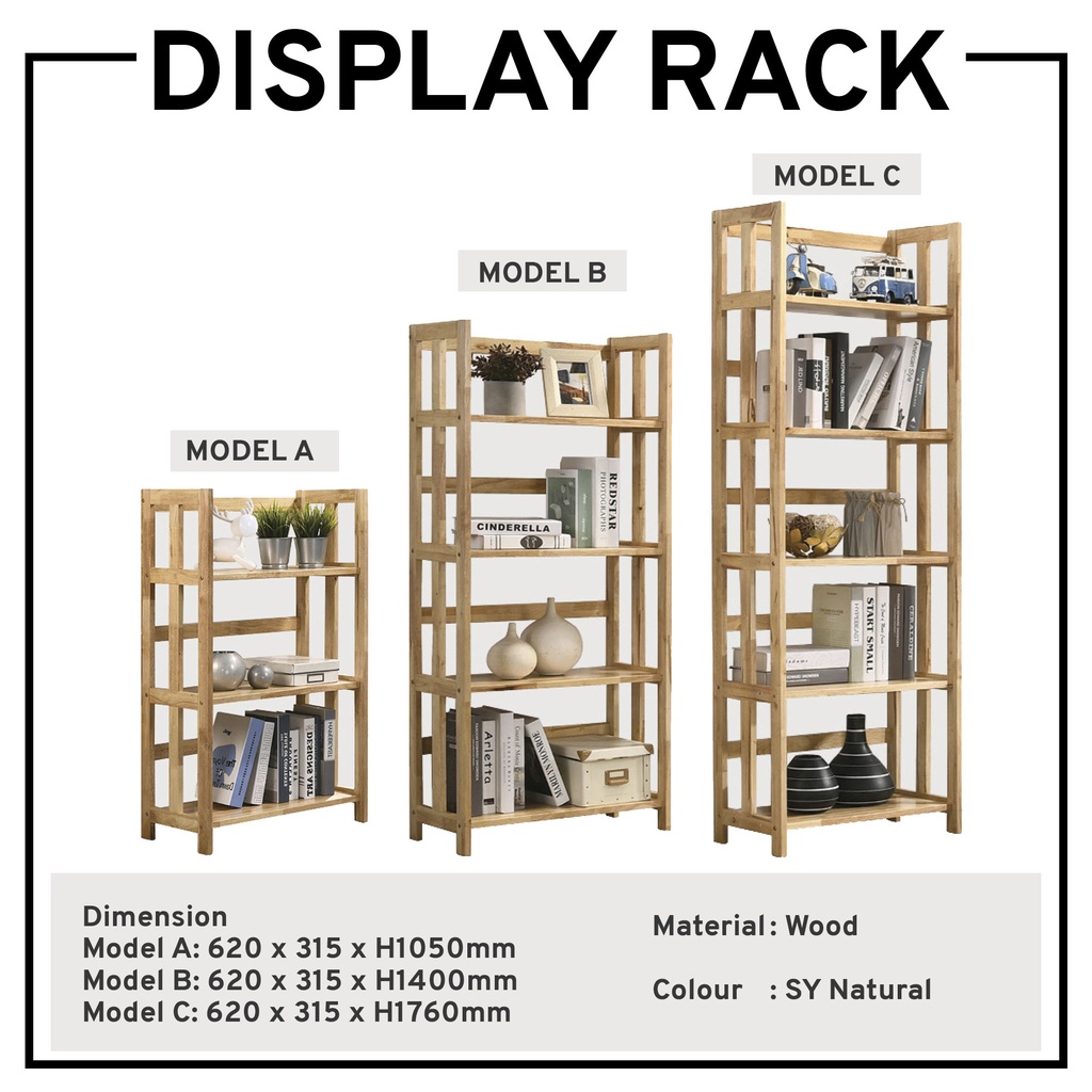 Display Cabinet Bookshelf Book Rack Multipurpose Cabinet Solid Wood ...