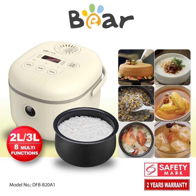 BEAR Rice Cooker DFB-B20K1 4 Cups Uncooked, 3L Digital Rice Maker with –  ONEWAY GOODS