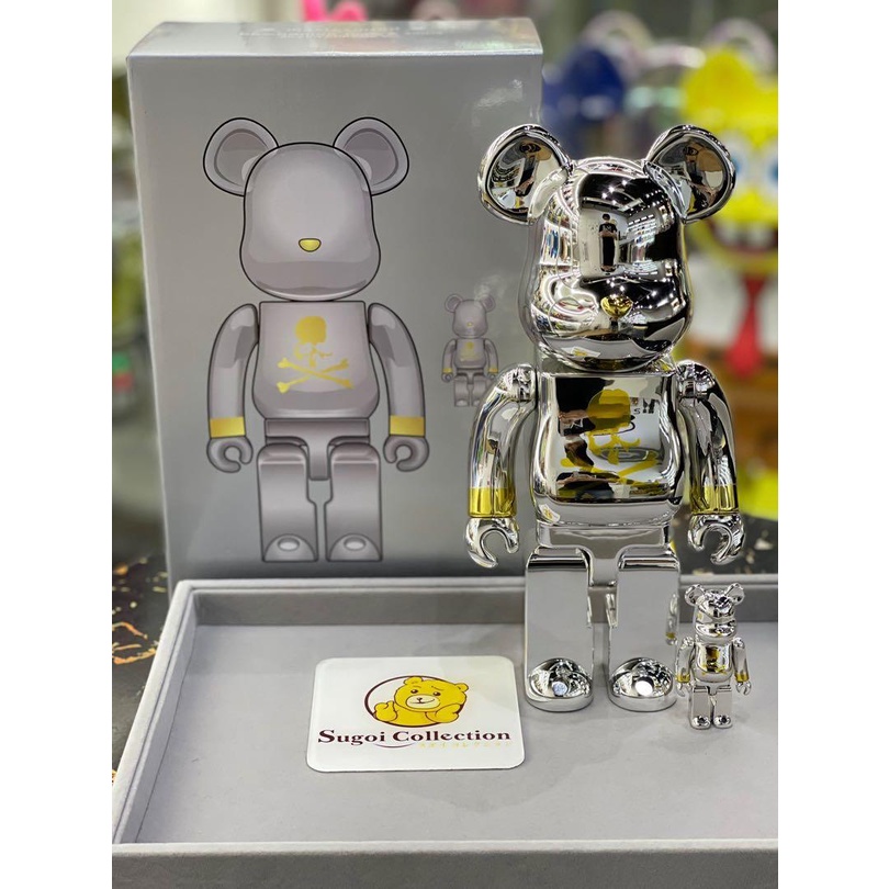 [🇸🇬Sale] BE@RBRICK x Mastermind Japan 100%+400% silver bearbrick