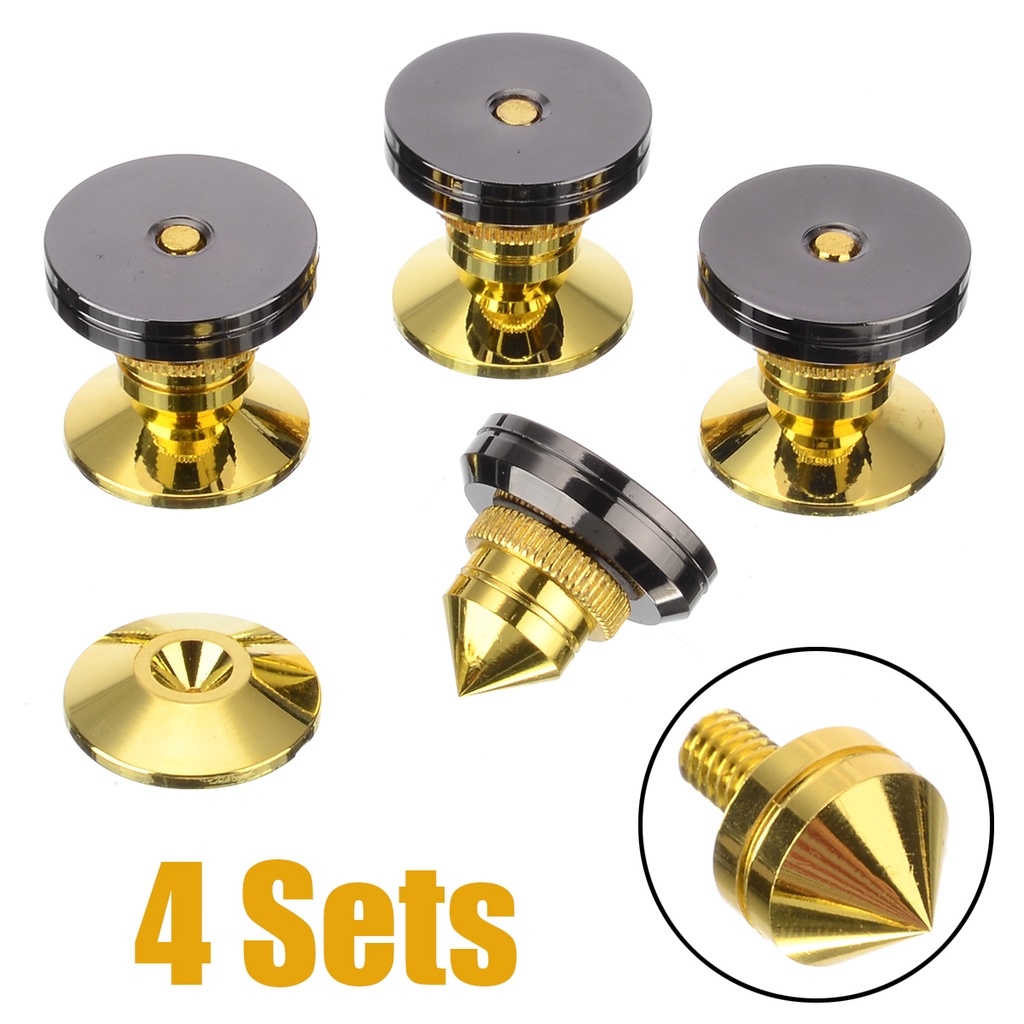 4 Punte Isolanti Per Casse HiFi In Rame Cromato | Spike Anti-vibrazione Con Base Pad | Migliorano La Qualità Del Suono
