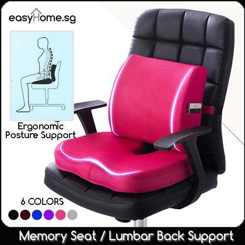 Easyhome Memory Seat Cushion Lumbar Back Support Ergonomic Office Chair Pillow Posture correction Car seat