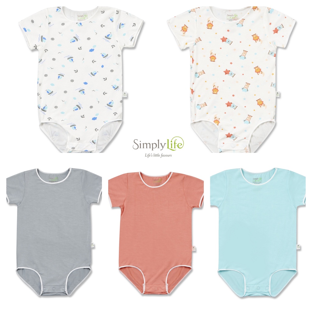 Simply Life - Bamboo - Short-sleeved Stretchy Romper (Various Designs ...