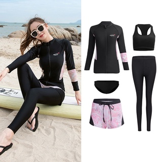 Rash Guard Long Sleeve Zipper Bathing Suit Shirt Pants Bra Trunks