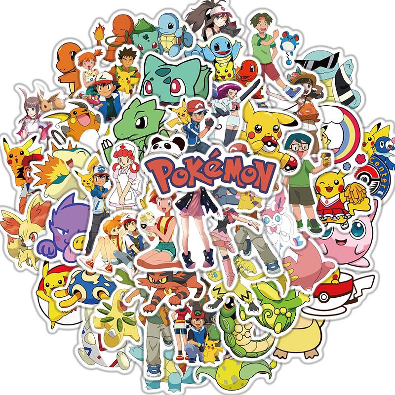 50pcs Pokémon Stickers Pikachu petsJapanese cartoon anime Stickers for ...