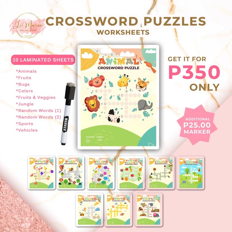 Le Marae Shop Borderless Tracing CROSSWORD PUZZLE (with marker and