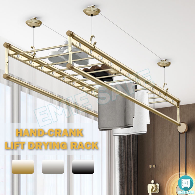 Automatic Laundry Rack Lifting Clothes Drying Rack by Hand Double Pole