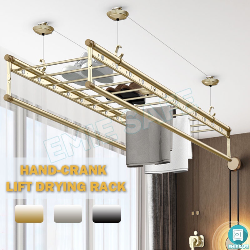 Automatic Laundry Rack Lifting Clothes Drying Rack By Hand Double Pole