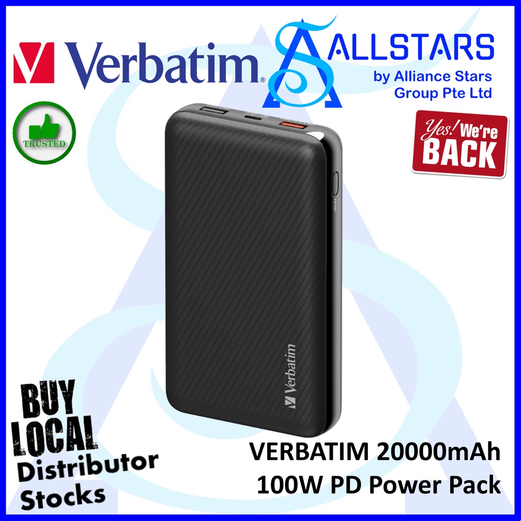 (ALLSTARS : We are Back / Power Bank Promo) Verbatim 20,000mAh 100W PD ...