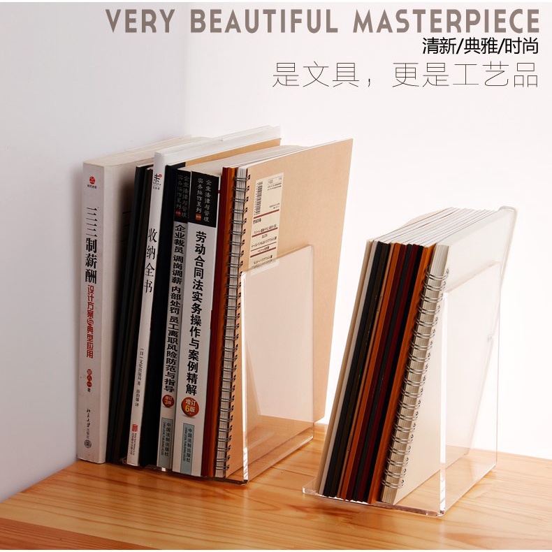 [SG STOCK] 1Pc Transparent Acrylic Bookend Stand Bookshelf Desktop ...