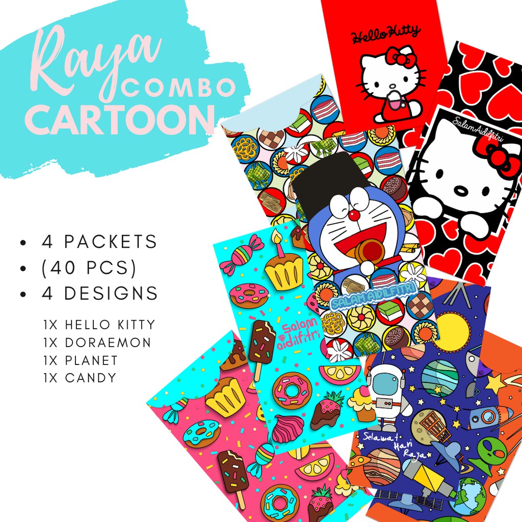 RAYA - Sampul Raya Combo Cartoons (4 packets) | Shopee Singapore