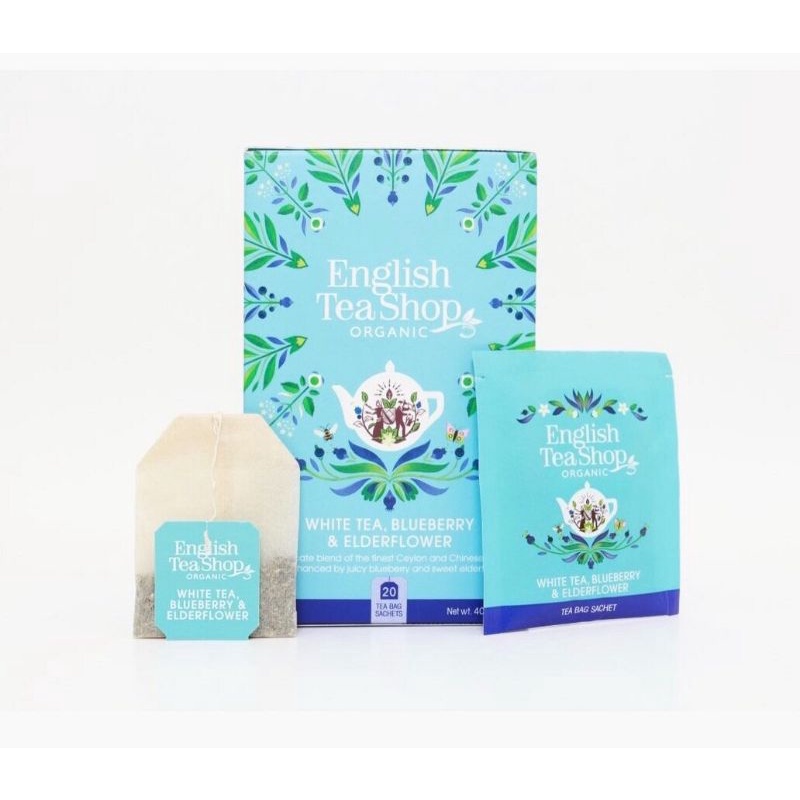 English Tea Shop Organic Tea White Tea Blueberry & Elderflower 30g (20 ...
