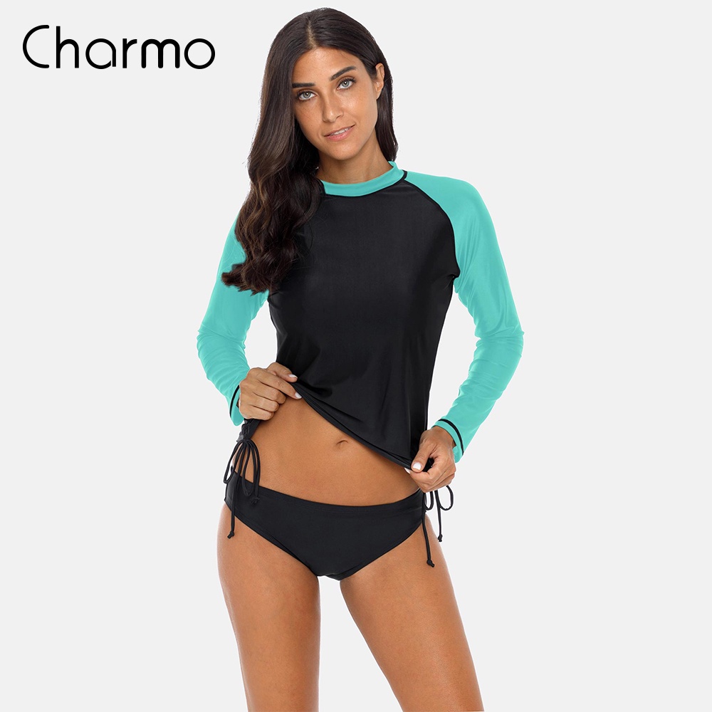 Women's V Neck Plus Size Rash Guard Stretchy Solid Swim Shirt UPF 50+ Swimwear  Tops 