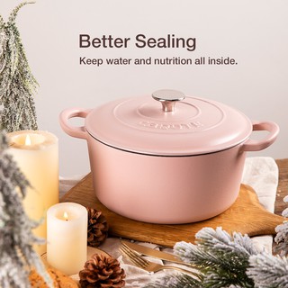 Carote Fancy Green Cast Iron Casserole, Suits For All Stoves including Ovens  Enamel Casserole Pot, Multi-function Pot