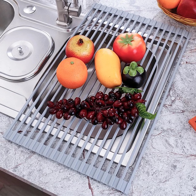 [SG Stock] Roll Up Dish Drying Rack Kitchen Dish Drainer Trivet Over