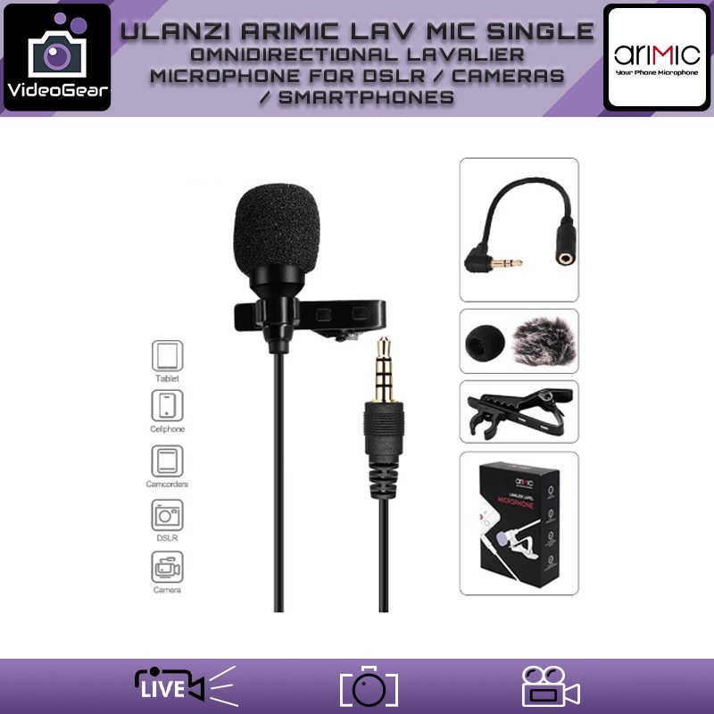 Ulanzi AriMic Lav Mic Single — (Omnidirectional Lavalier Microphone for ...