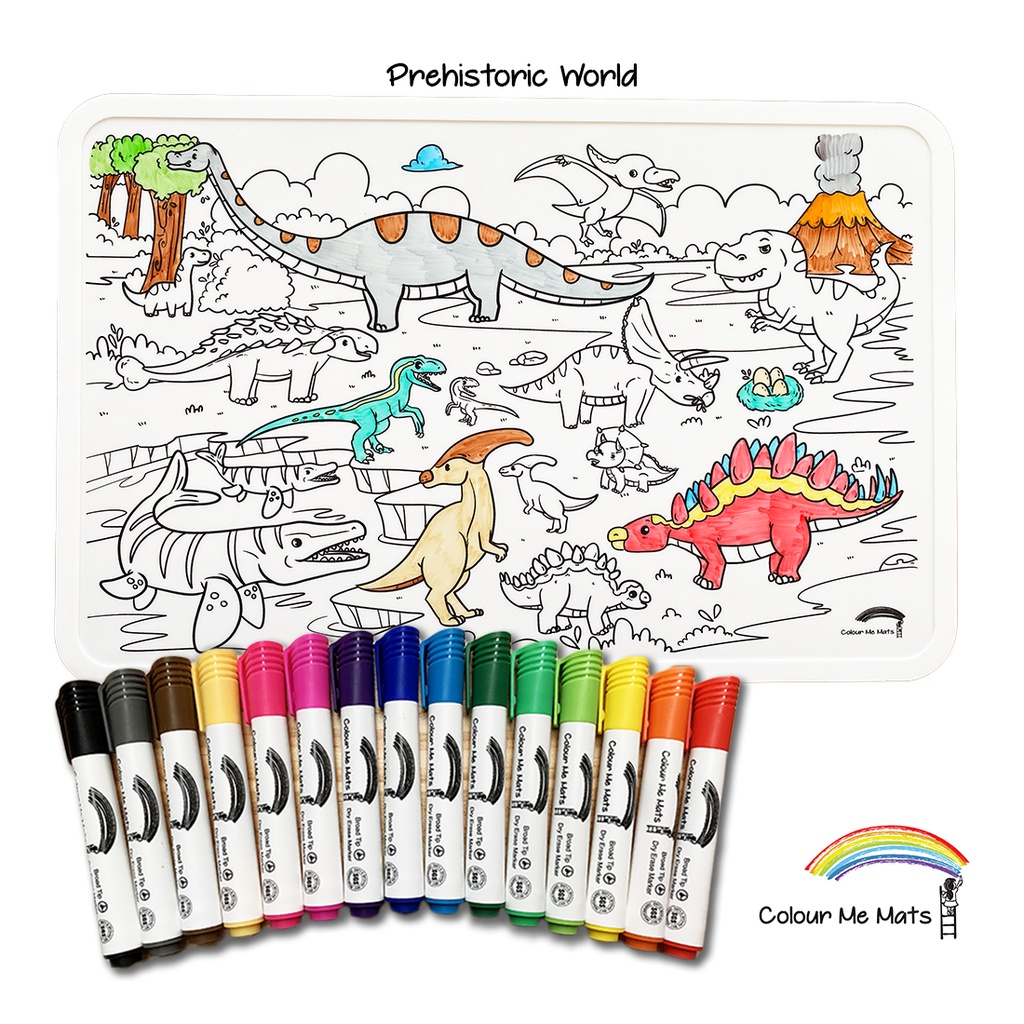 Colour Me Mats - Prehistoric World - Reusable Silicone Colouring Mats ...