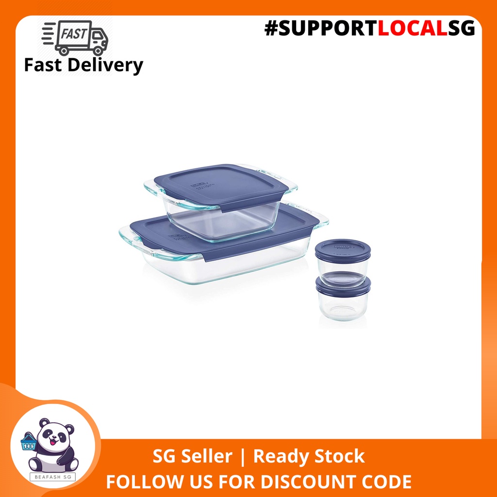 Pyrex Easy Grab 8 Piece Glass Bakeware and Food Storage Set Shopee Singapore