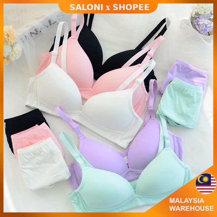 Ready Stock SALONI Summer Seamless Bra YHF-8003 and Panties Set Young  Design Pure Cotton Comfort Quality No-wire