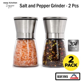 Electric Salt and Pepper Grinder Set - Rose Gold & Stainless Steel One Hand  Operated Adjustable Coarseness Mill(2pcs) 