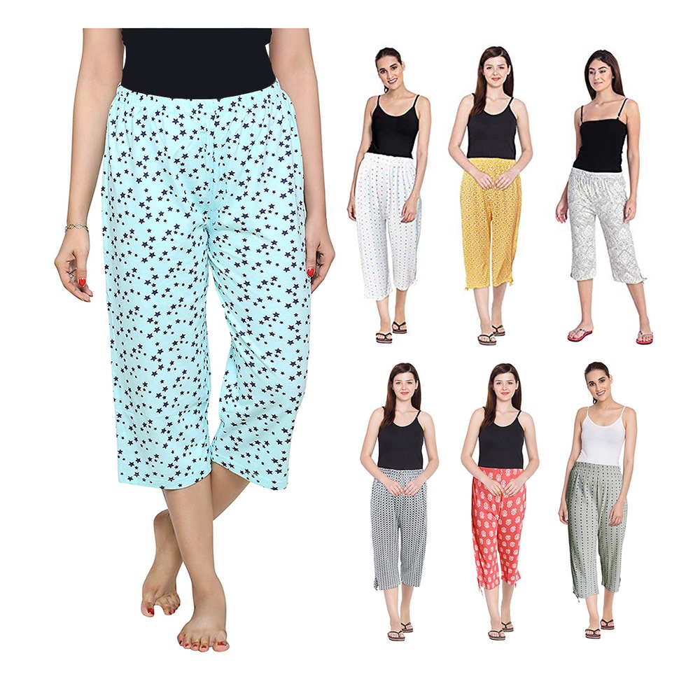 Adult Three Quarter Casual Night wear Sleep Pant Floral Stripes Women 3 4 Cotton Long Pant Adult Random Designs M XXL Shopee Singapore