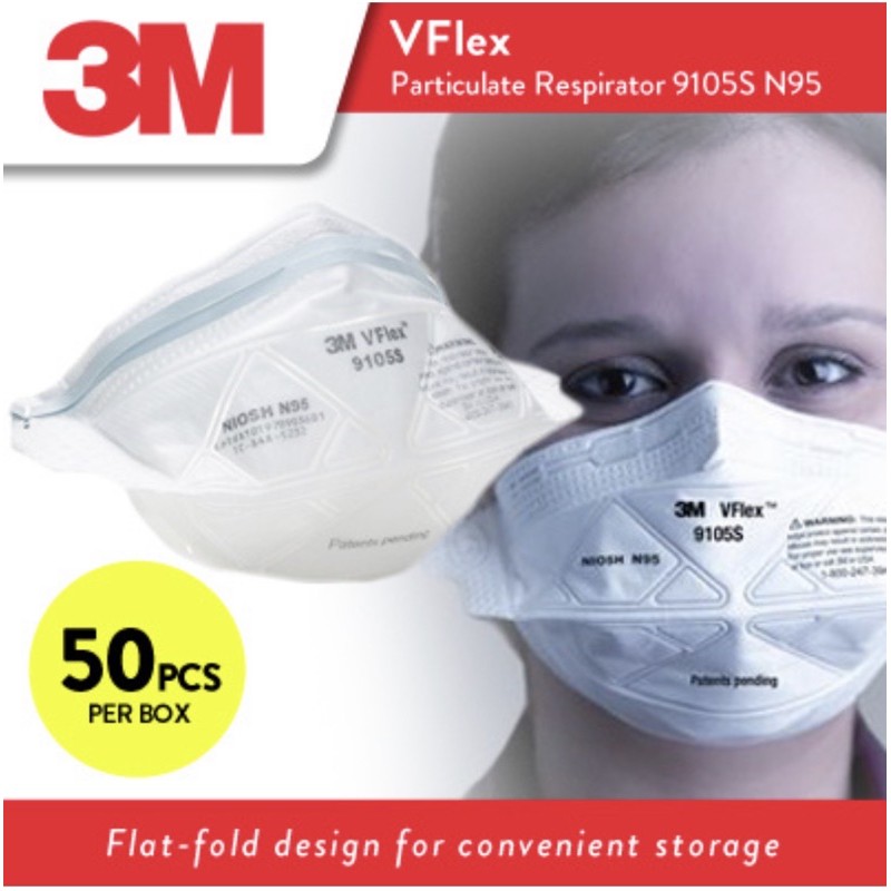 3M 9105s / 9105 N95 VFlex Respirator/Surgical Mask (10pcs/50pcs ...