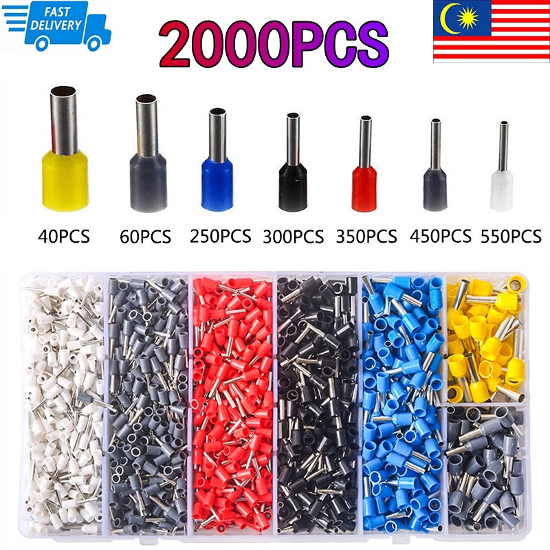 2000PCS Wire Ferrules, Insulated Crimp Pin Terminal Kit for Electrical ...