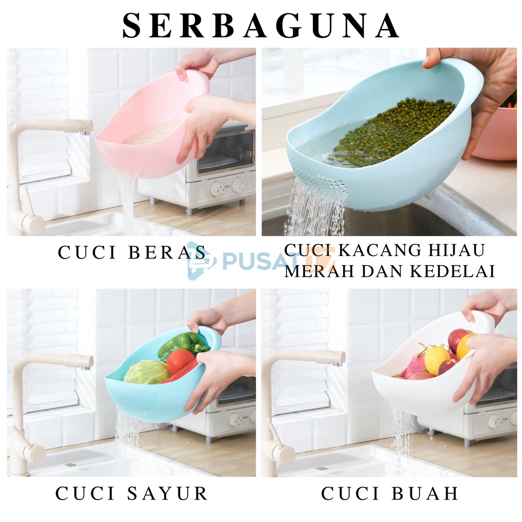 WADAH CUCI BERAS / BASKOM CUCI BERAS SAYUR BUAH ALAT CUCI BERAS DAN SAYURAN SERBAGUNA SARINGAN BERAS - Gambar 2