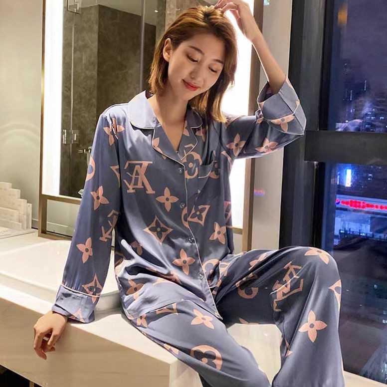 Silk- Night Robe, Long-sleeves Fur, Sleepwear Dress ( Set 2)