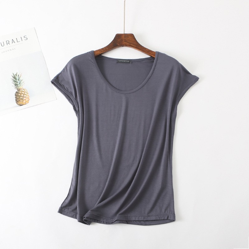 Bamboo Fiber T shirt for Women Home Wear Summer Sleeveless Shirt Round ...