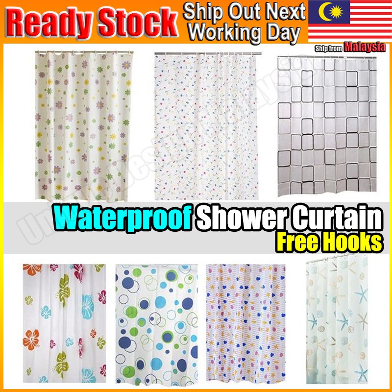 Shower Curtain Peva Waterproof Bathroom Bath Room Toilet Mildew Langsir