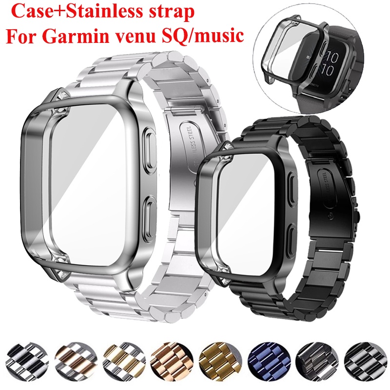 Metal strap Case Protector For Garmin Venu Sq smart watch
