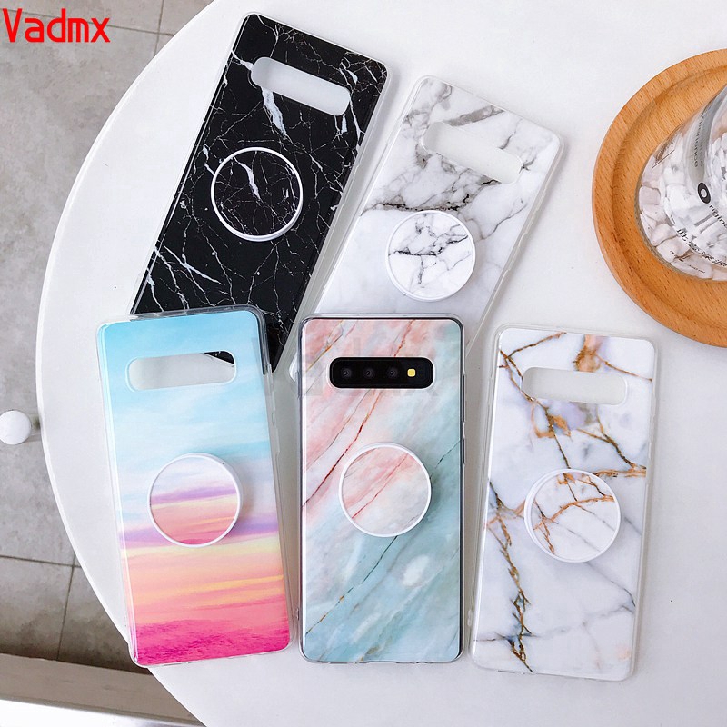 Samsung Galaxy S10e S10+ S9+ S8+ Plus S10 S9 S8 Phone Case Marble Holder Cloud Fashion Luxury Soft Silicone TPU Cover
