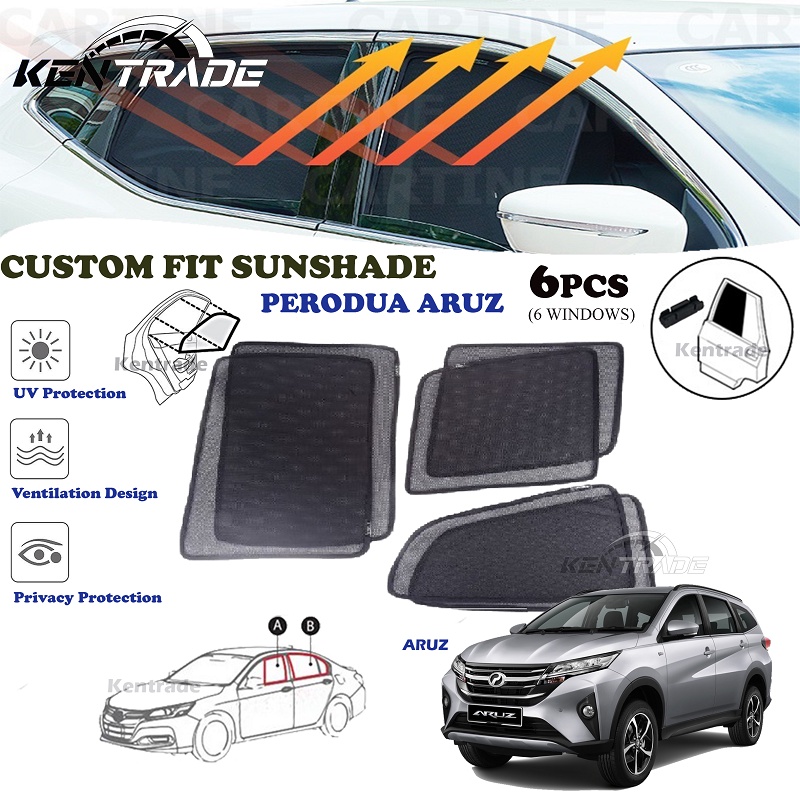Custom Fit OEM Sunshades / Sunshades for Perodua Aruz - 6pcs