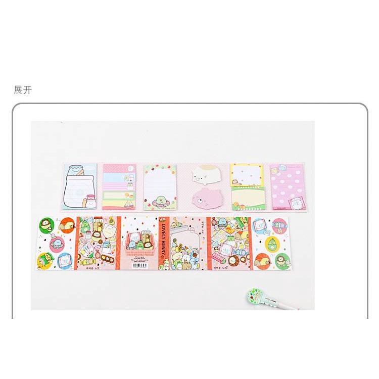 4 pieces one set Fun cute cartoon 6 folding memo pad sticky notes memo ...