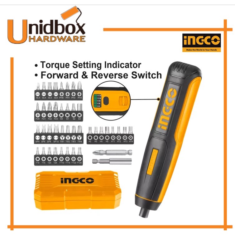 INGCO LithiumIon Cordless Electric Screwdriver Portable Rechargeable