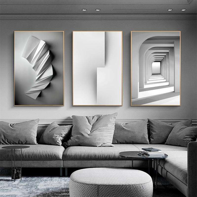 Nordic Poster Black and White Geometry Space Art Wall Art Canvas Poster ...