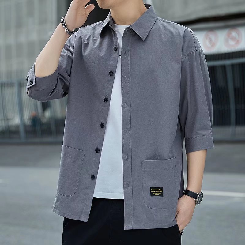 #Shirts Three-Quarter Sleeve Shirts Men Summer Casual Versatile Non ...