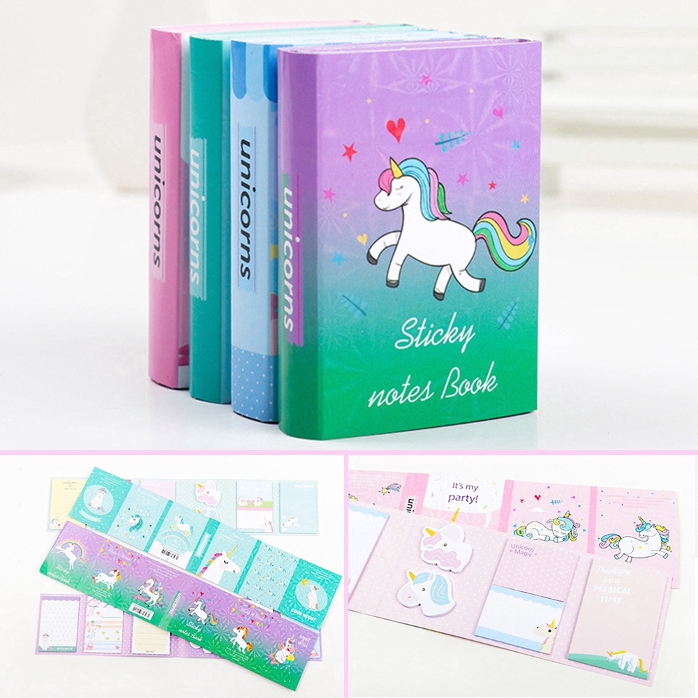 Cute Unicorn 6 Folding Memo Pad Sticky Notes Memo Notepad Bookmark Gift ...