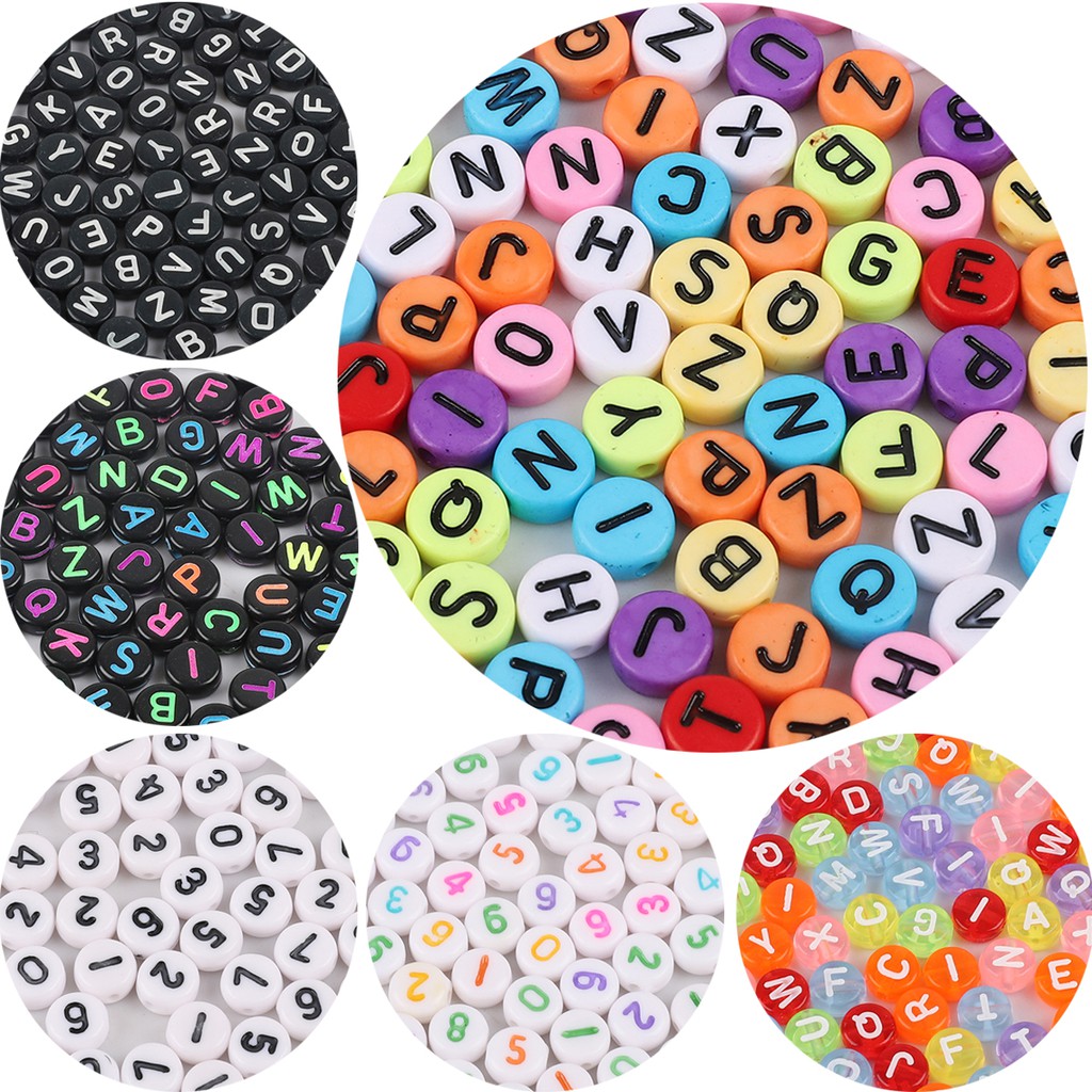4x7mm 100pcs/lot Round Flat Alphabet /Letter Acrylic Spacer Beads For Fashion Jewelry Handmade Crafts