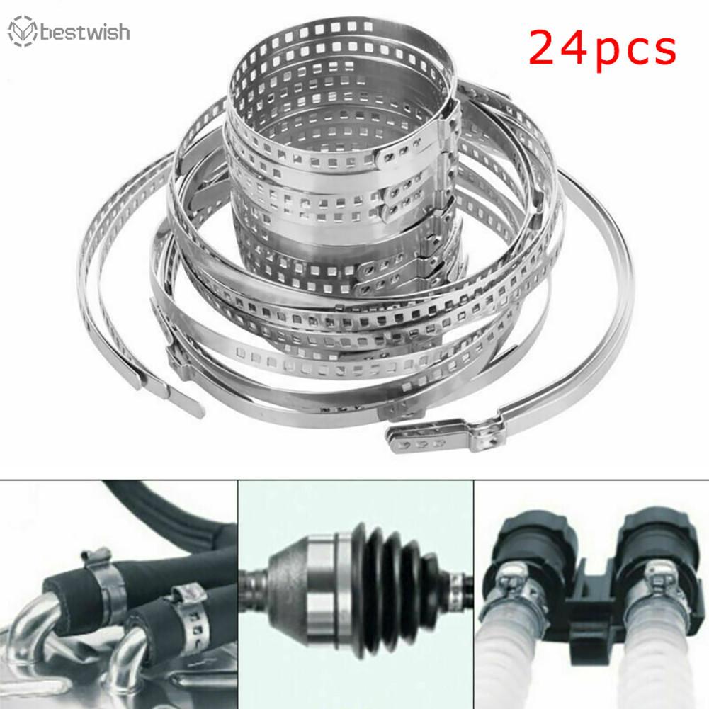 CV Boot Clamp Stainless Steel Universal 24pcs 8mm Width Car Clip Crimp