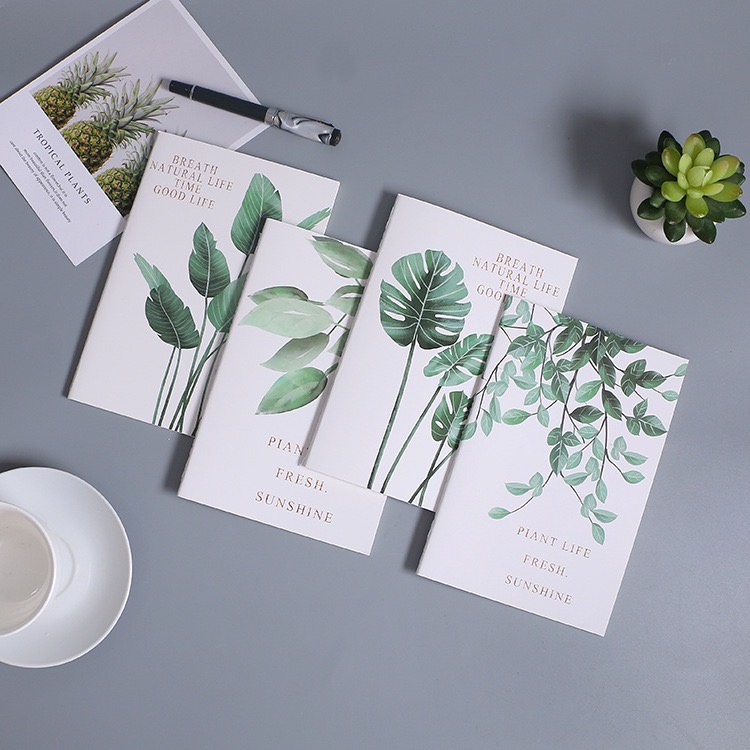 [BUNDLE OF 4] Notebook summer green plants leaves sakura notebook lined ...