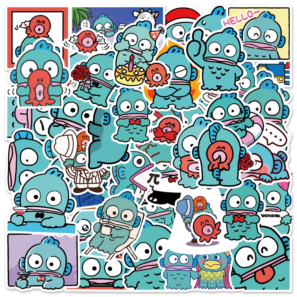 50 pcs Hangyodon Sanrio Cartoon Waterproof PVC Stickers | Shopee Singapore