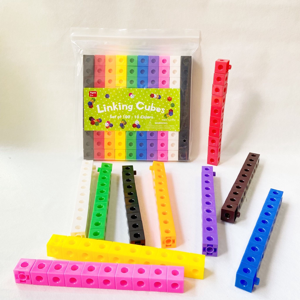 100pcs 10colors Multilink Linking Counting Cubes Snap Blocks Teaching Aids Early Learning DIY Toys