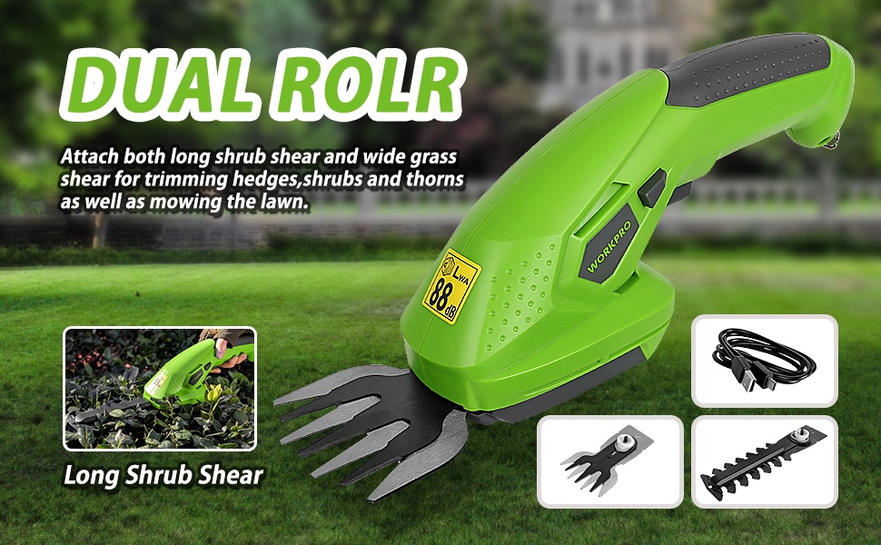 WORKPRO 7.2V Electric Trimmer 2 in 1 Lithiumion Cordless Garden Tools