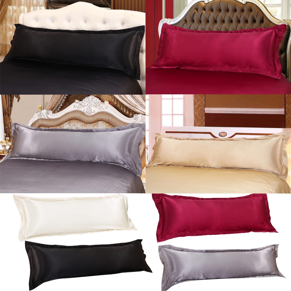 Ready Stock Solid Silk Body Pillow Case Full Long Pillow Case