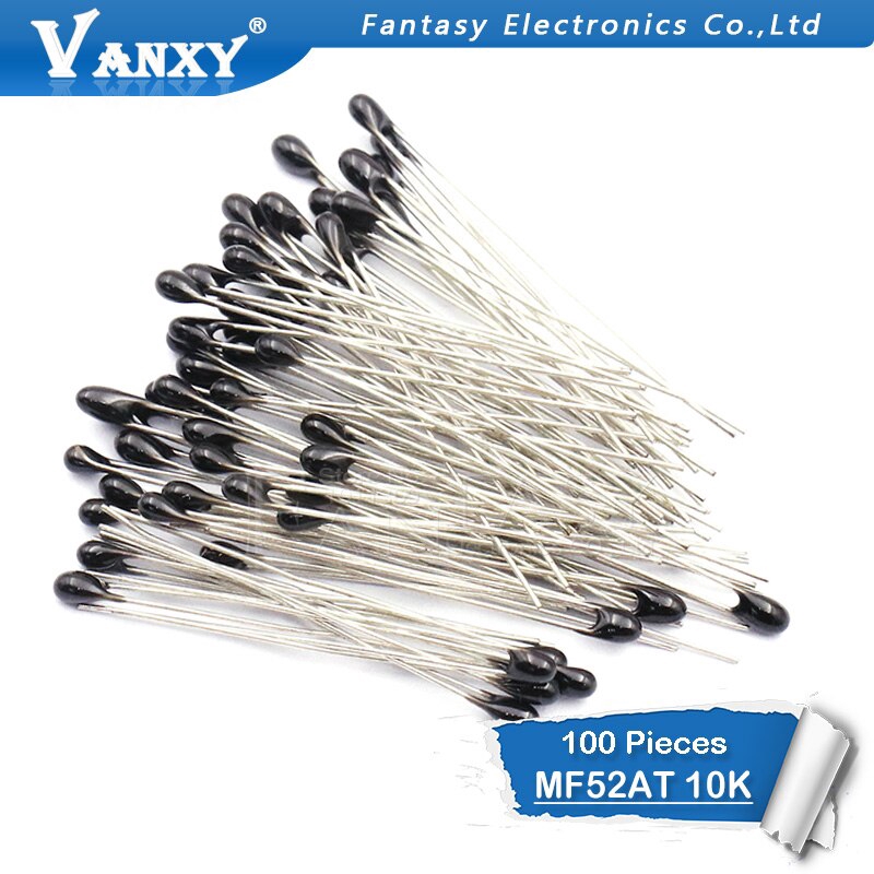 100pcs 10k Ohm Ntc Mf52at 3950 Thermistor Resistor Ntc Mf52at Mf52 10k 1 Thermal Resistor 