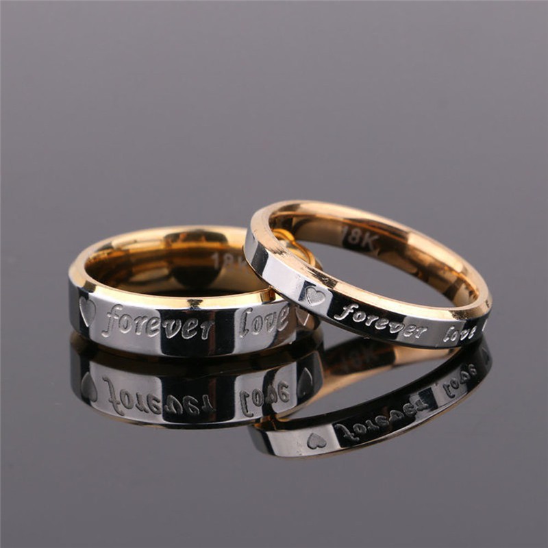 Chic Couple Ring Men/Women Love 18K Gold Silver Steel Wedding Rings Jewelry Gift